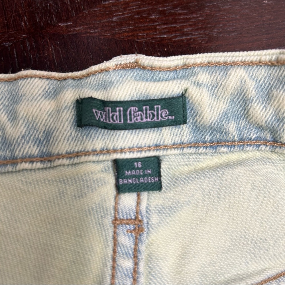 NWT Wild Fable Highest Rise 90’s Straight Jeans Lime Green Acid Wash Sz 16 - Picture 7 of 11